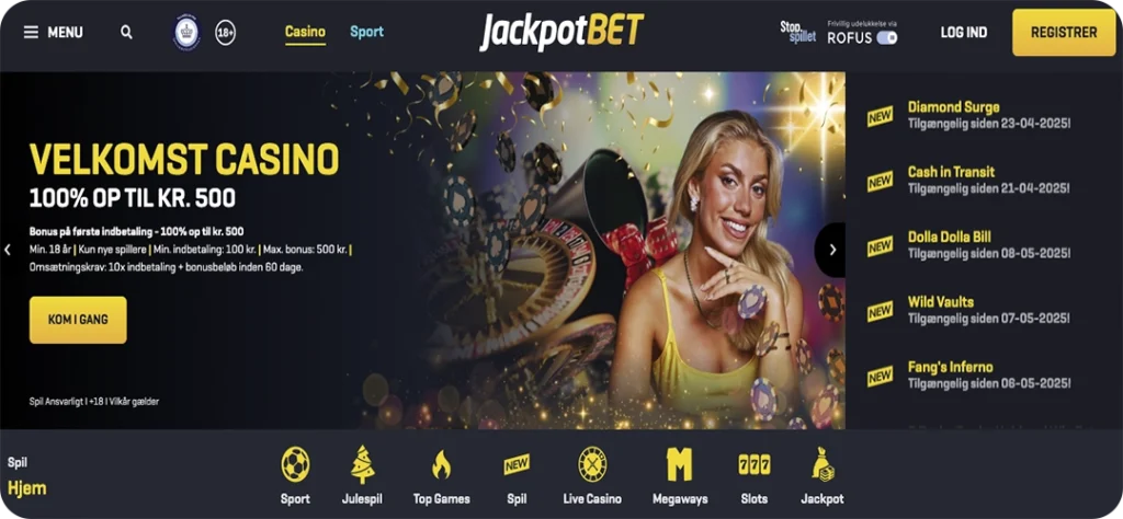 Lær mere om Jackpotbet samt deres casino bonus